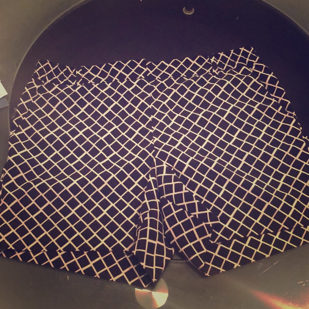 White and black square pattern shorts
